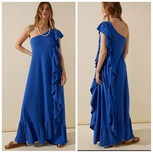 Free People Elisa Maxi Dress Blue Medium NWT